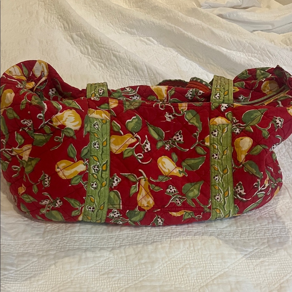 Vibrant Red and Green Floral Quilted Shoulder Bag